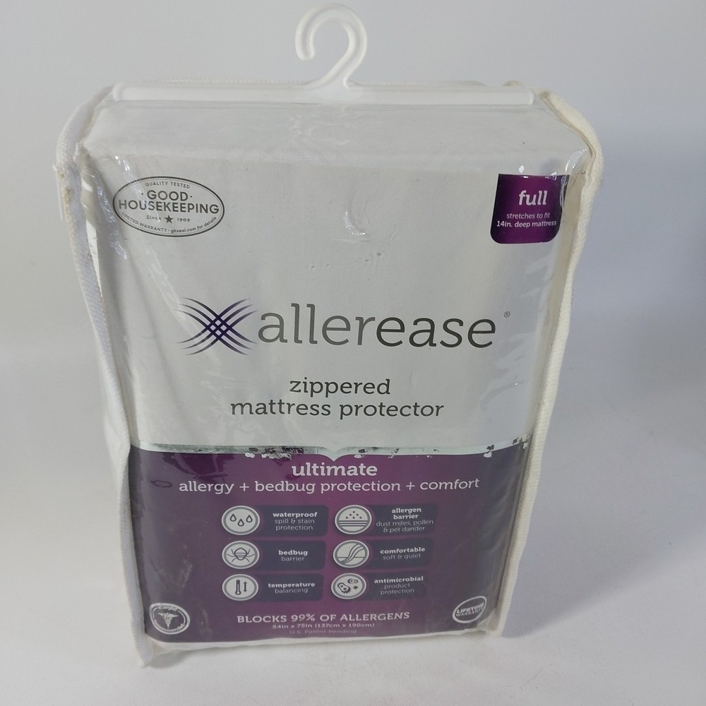 AllerEase Waterproof‎ Zippered Mattress Protector, Maximum Allergy Size Full